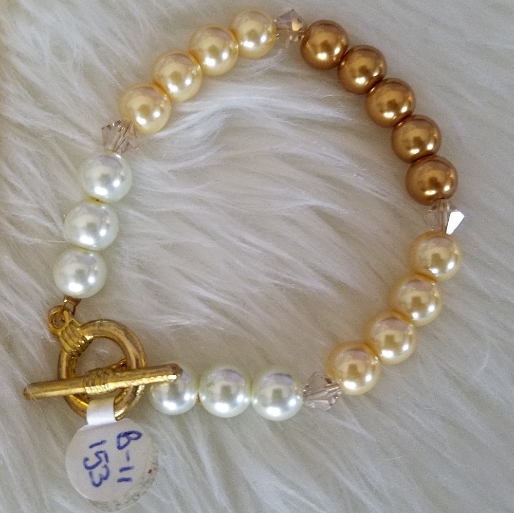 Swarovski Elements Metallic Bronze Faux Pearl Bracelet Handmade NWT - Picture 7 of 17